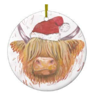 highland cow christmas ornament