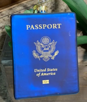 passport christmas tree ornament