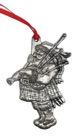 santa playing bagpipes ornament